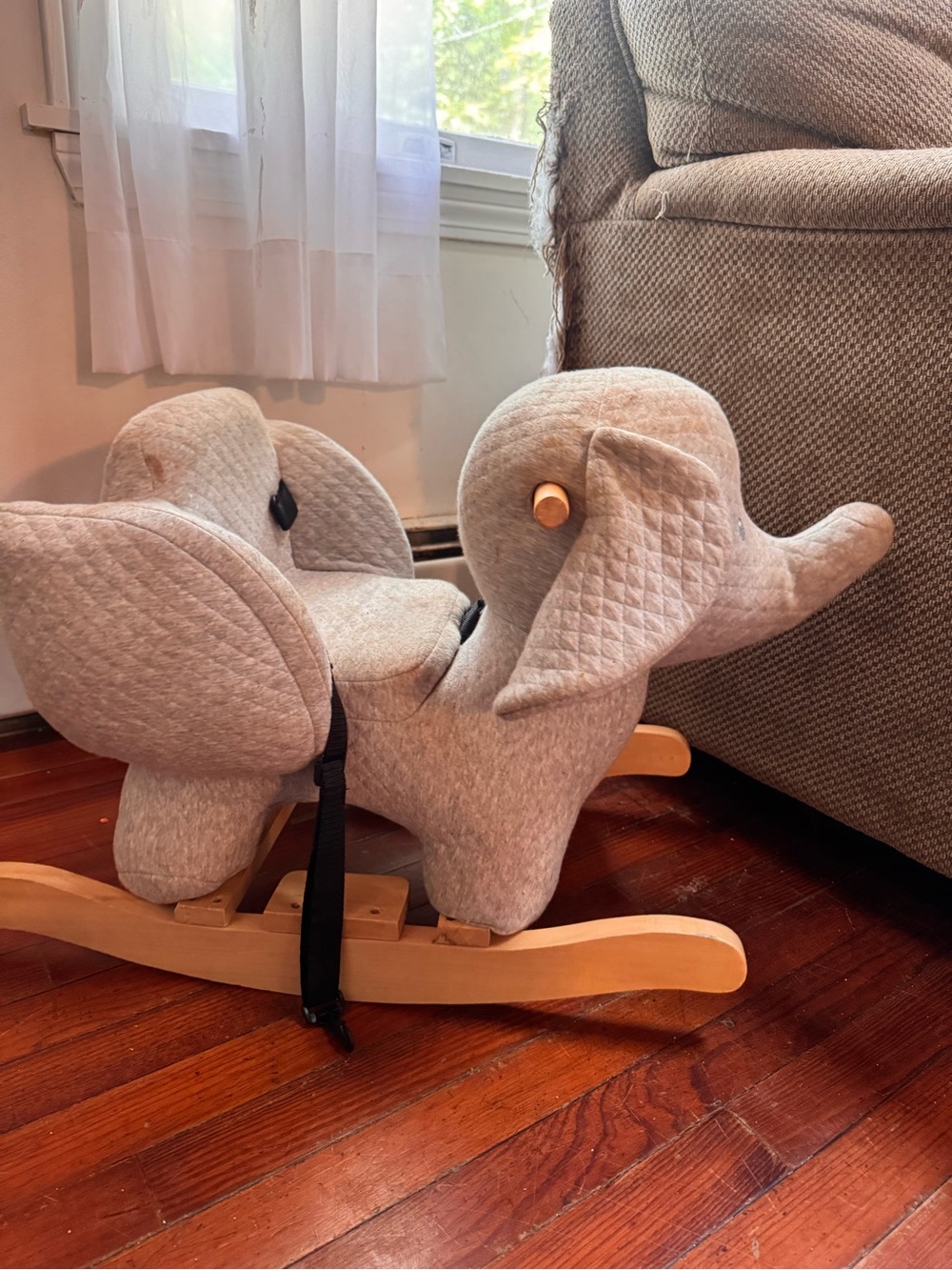 Montessori Nattou Elephant Rocker Toy in Light Gray - Soft Ride-On for Kids